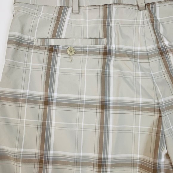 Ben Hogan Tan Plaid Performance Shorts Mens 40 Golf Classic Fit Khaki Flat Front - Picture 8 of 14